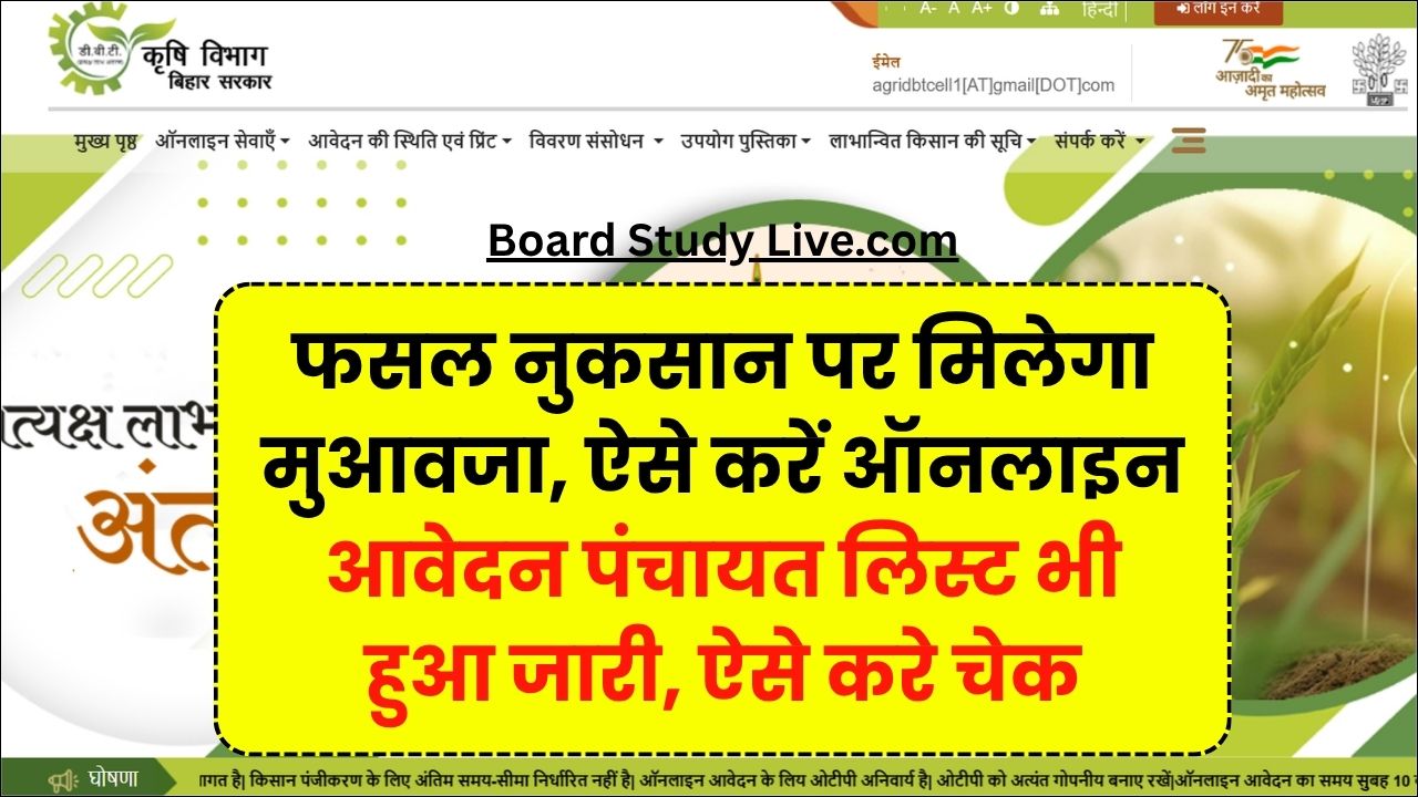 Bihar Krishi Input Anudan 2026: फसल नुकसान पर मिलेगा मुआवजा, ऐसे करें ऑनलाइन आवेदन पंचायत लिस्ट भी हुआ जारी, ऐसे करे चेक